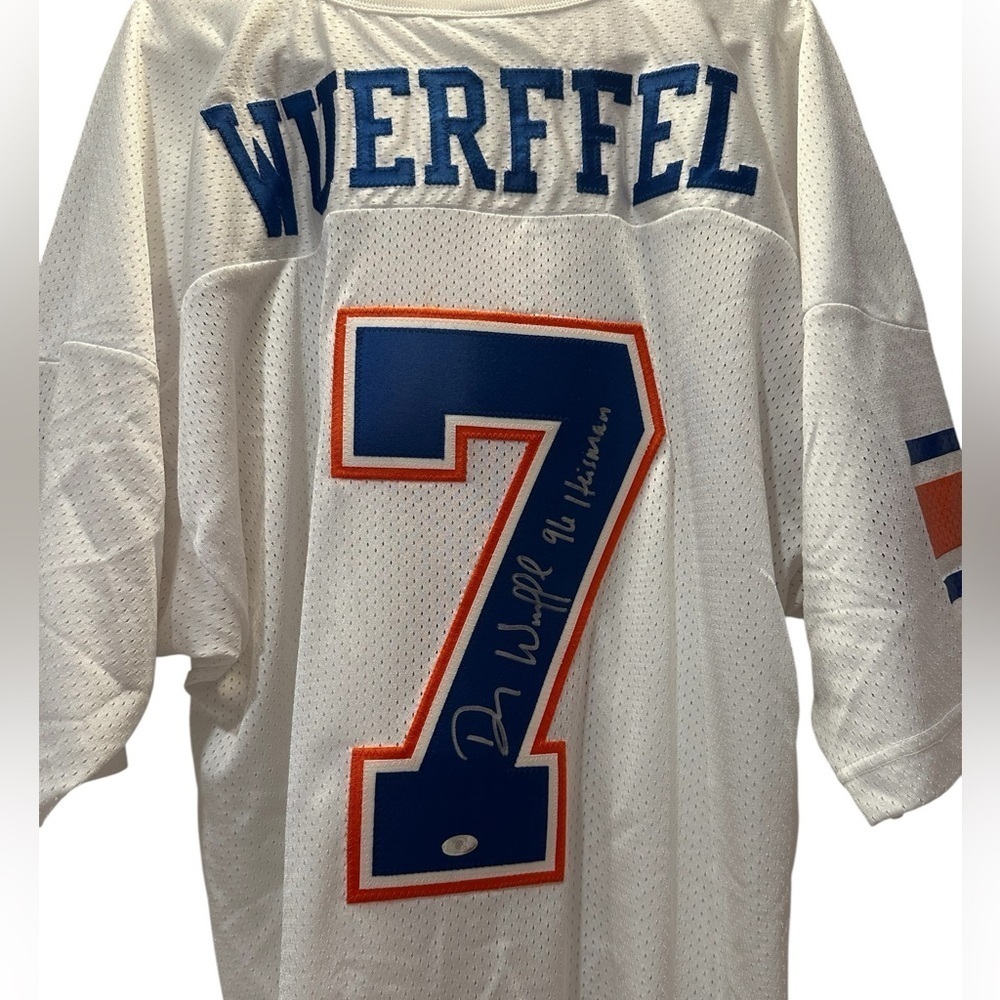 NWT Authentic Danny Wuerffle Autographed Signed Florida Jersey #7 White Jersey